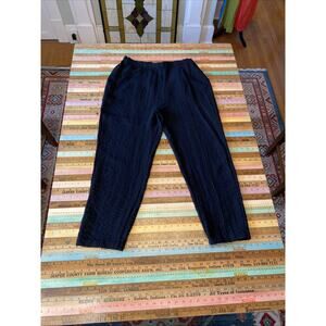 Habitat Pull On Pants L Black Elastic Waist Seamed Casual Workwear Rayon Comfort